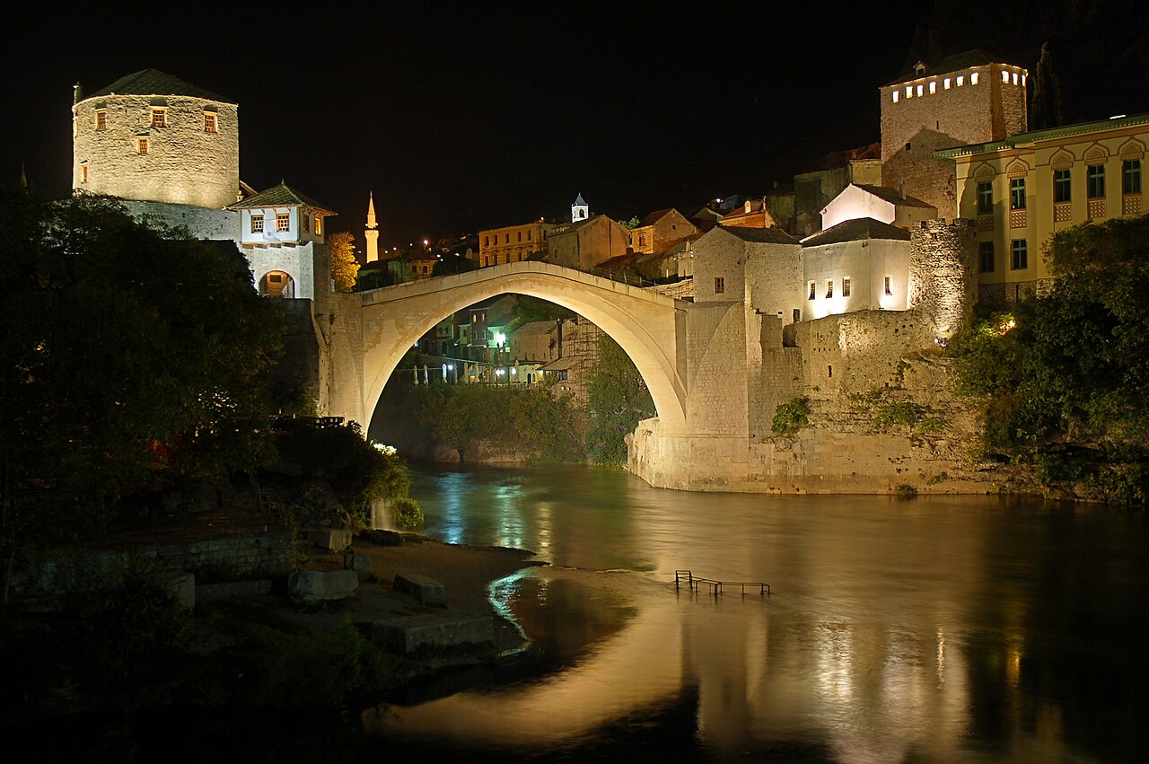The Old Bridge in Mostar at night
